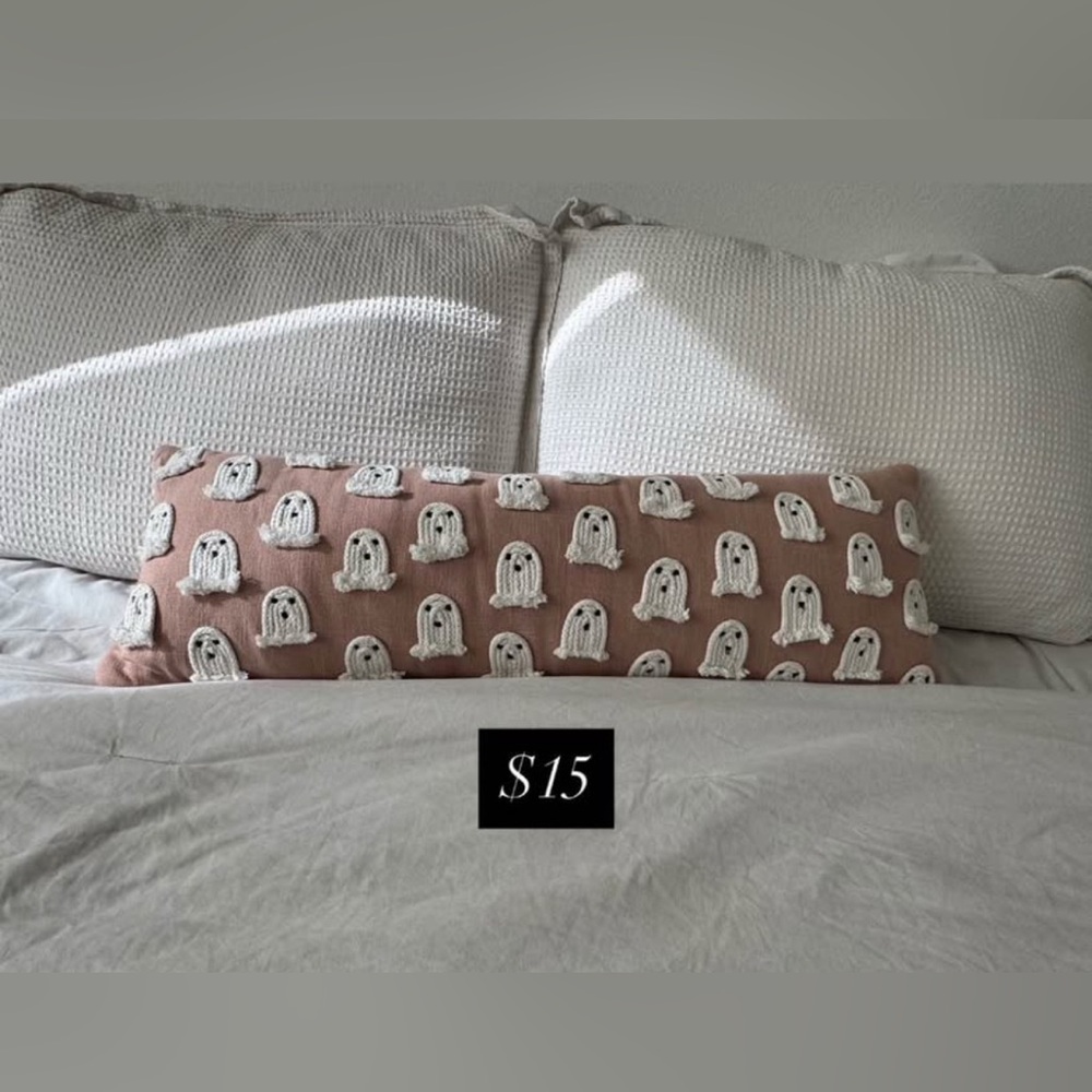 Ghost Patterned Rose/Pink Lumbar Pillow